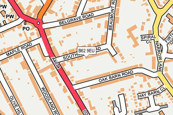 B62 9EU map - OS OpenMap – Local (Ordnance Survey)