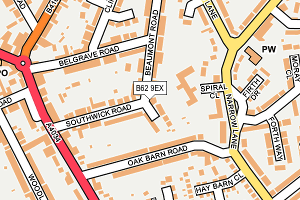 B62 9EX map - OS OpenMap – Local (Ordnance Survey)