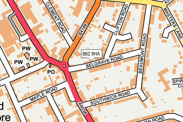 B62 9HA map - OS OpenMap – Local (Ordnance Survey)