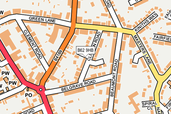 B62 9HB map - OS OpenMap – Local (Ordnance Survey)