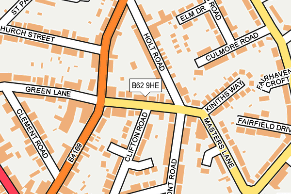 B62 9HE map - OS OpenMap – Local (Ordnance Survey)