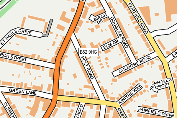 B62 9HG map - OS OpenMap – Local (Ordnance Survey)