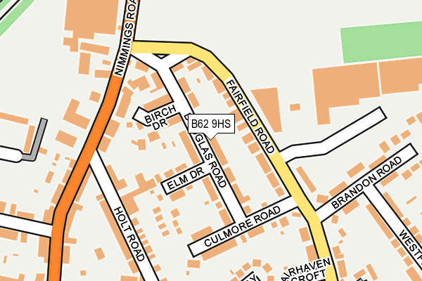 B62 9HS map - OS OpenMap – Local (Ordnance Survey)