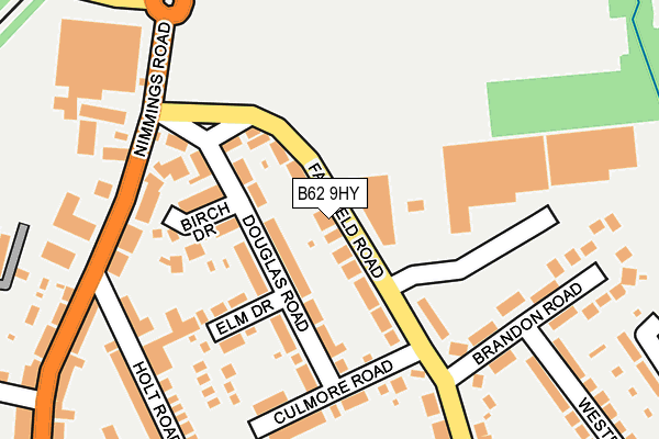 B62 9HY map - OS OpenMap – Local (Ordnance Survey)