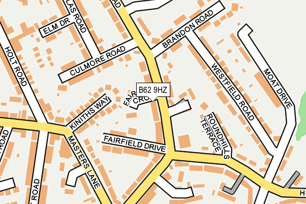 B62 9HZ map - OS OpenMap – Local (Ordnance Survey)