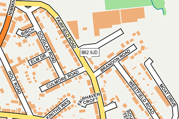 B62 9JD map - OS OpenMap – Local (Ordnance Survey)