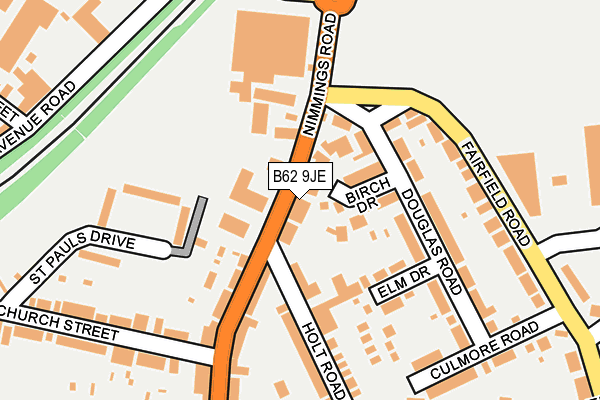 B62 9JE map - OS OpenMap – Local (Ordnance Survey)