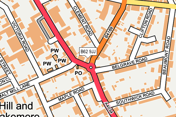 B62 9JJ map - OS OpenMap – Local (Ordnance Survey)