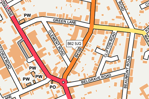 B62 9JQ map - OS OpenMap – Local (Ordnance Survey)