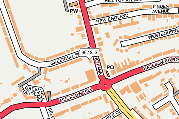 B62 9JS map - OS OpenMap – Local (Ordnance Survey)