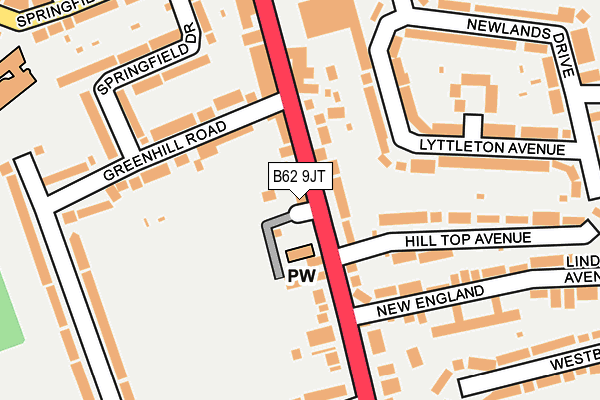 B62 9JT map - OS OpenMap – Local (Ordnance Survey)