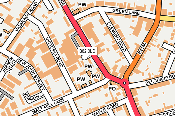 B62 9LD map - OS OpenMap – Local (Ordnance Survey)