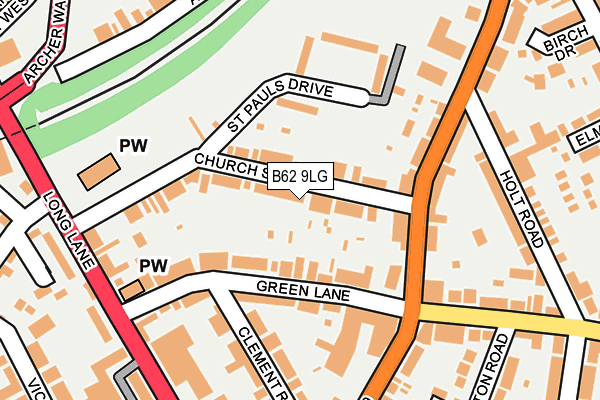 B62 9LG map - OS OpenMap – Local (Ordnance Survey)