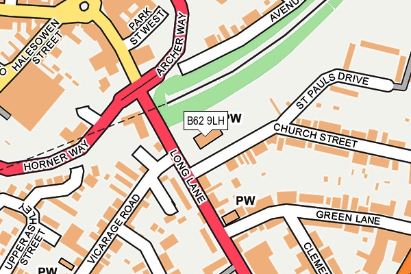 B62 9LH map - OS OpenMap – Local (Ordnance Survey)