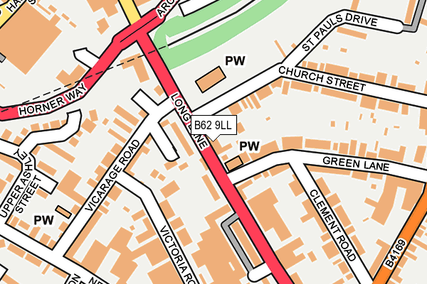 B62 9LL map - OS OpenMap – Local (Ordnance Survey)