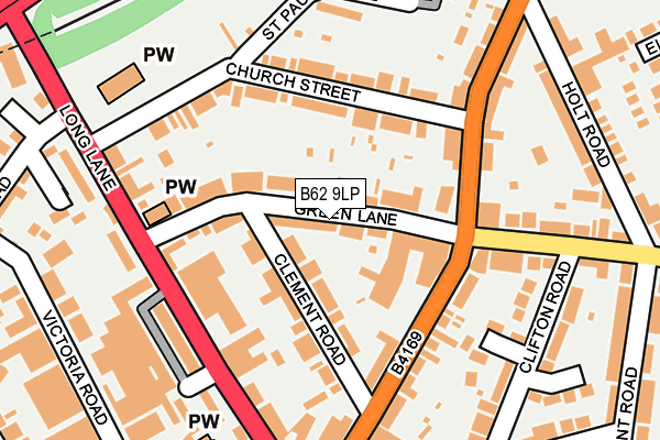 B62 9LP map - OS OpenMap – Local (Ordnance Survey)