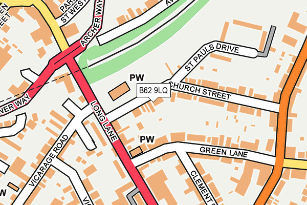 B62 9LQ map - OS OpenMap – Local (Ordnance Survey)