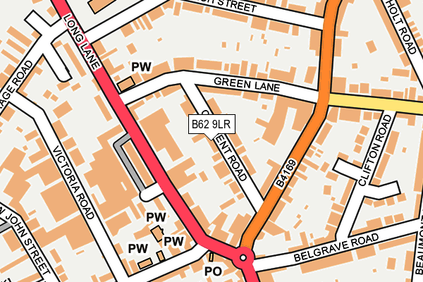B62 9LR map - OS OpenMap – Local (Ordnance Survey)