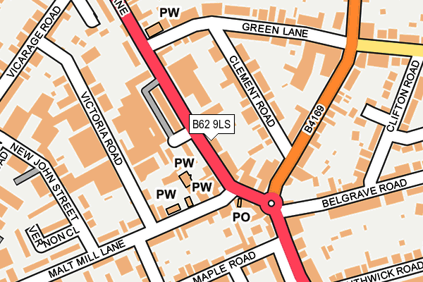 B62 9LS map - OS OpenMap – Local (Ordnance Survey)