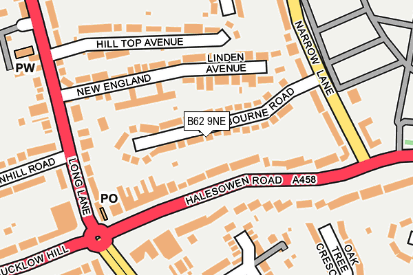 B62 9NE map - OS OpenMap – Local (Ordnance Survey)
