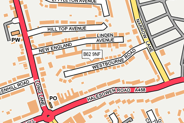 B62 9NF map - OS OpenMap – Local (Ordnance Survey)