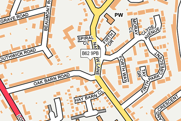 B62 9PB map - OS OpenMap – Local (Ordnance Survey)