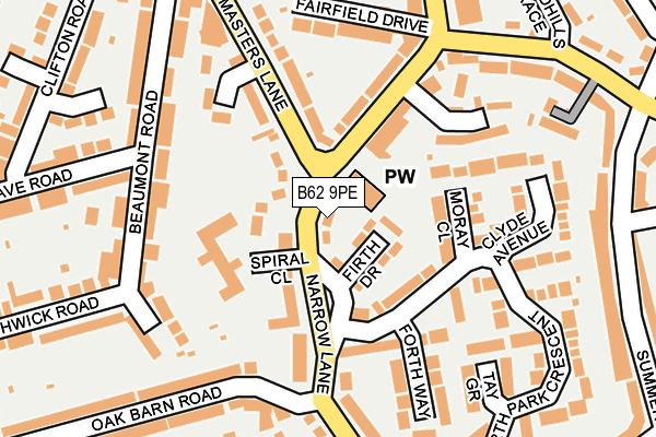 B62 9PE map - OS OpenMap – Local (Ordnance Survey)