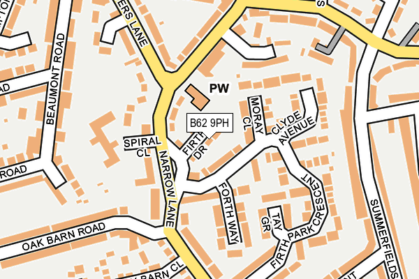 B62 9PH map - OS OpenMap – Local (Ordnance Survey)