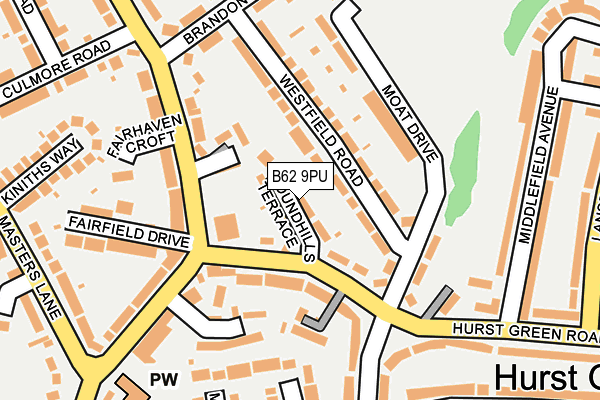 B62 9PU map - OS OpenMap – Local (Ordnance Survey)