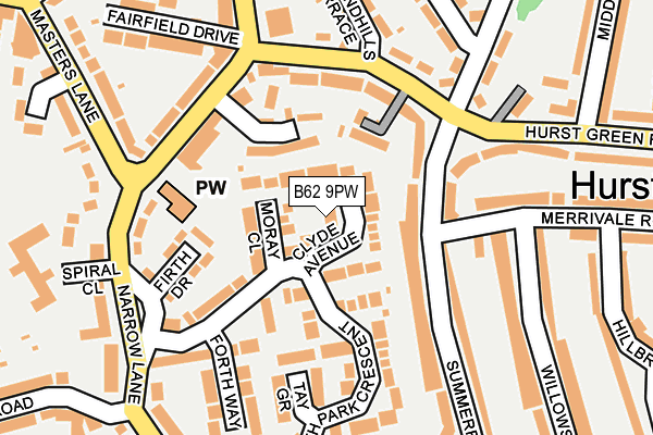 B62 9PW map - OS OpenMap – Local (Ordnance Survey)