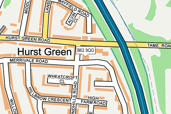 B62 9QG map - OS OpenMap – Local (Ordnance Survey)