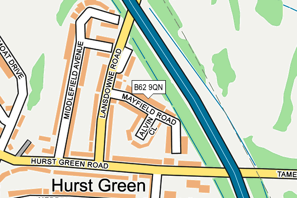 B62 9QN map - OS OpenMap – Local (Ordnance Survey)