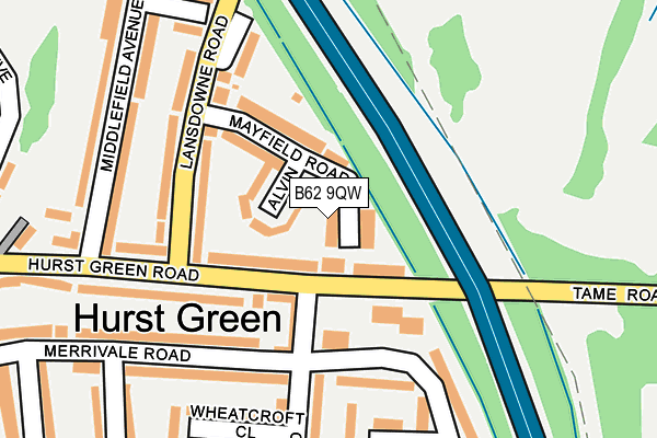 B62 9QW map - OS OpenMap – Local (Ordnance Survey)