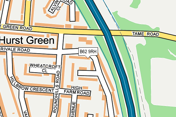 B62 9RH map - OS OpenMap – Local (Ordnance Survey)