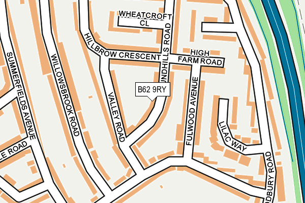 B62 9RY map - OS OpenMap – Local (Ordnance Survey)