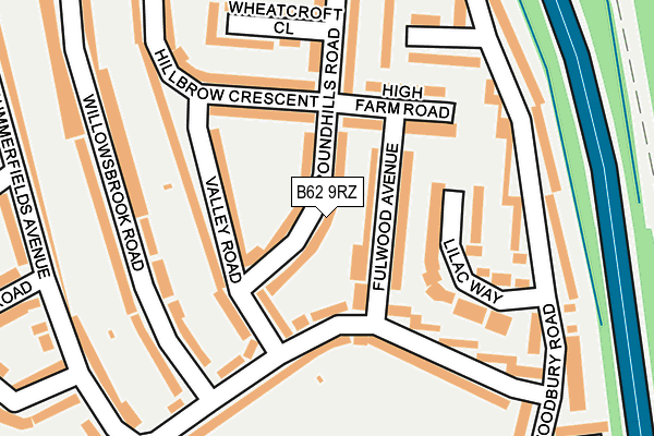 B62 9RZ map - OS OpenMap – Local (Ordnance Survey)