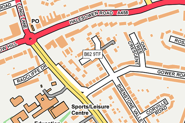 B62 9TF map - OS OpenMap – Local (Ordnance Survey)