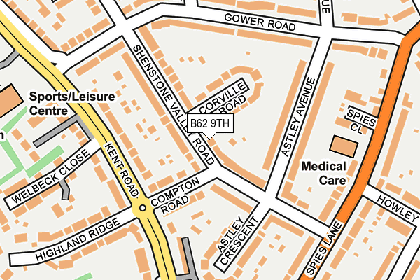 B62 9TH map - OS OpenMap – Local (Ordnance Survey)