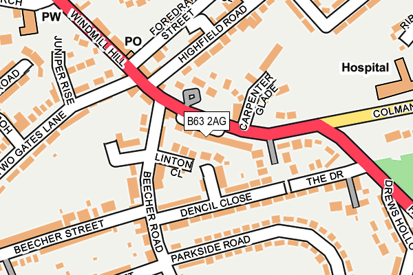 B63 2AG map - OS OpenMap – Local (Ordnance Survey)