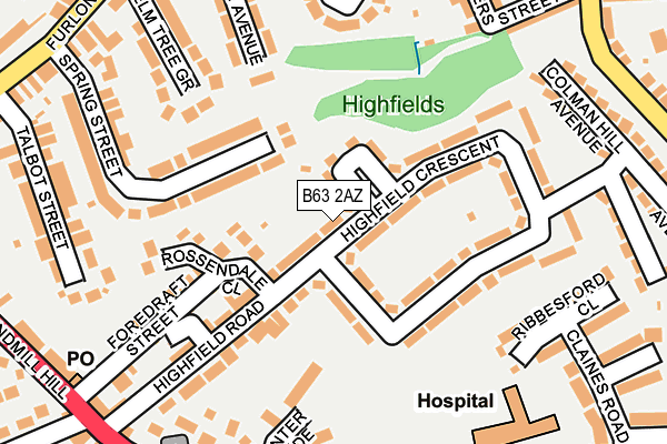 B63 2AZ map - OS OpenMap – Local (Ordnance Survey)