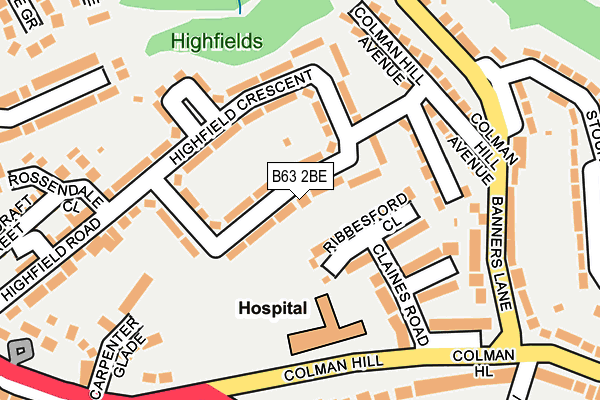 B63 2BE map - OS OpenMap – Local (Ordnance Survey)