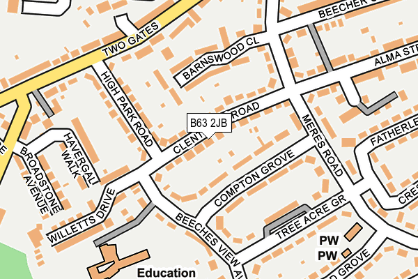B63 2JB map - OS OpenMap – Local (Ordnance Survey)