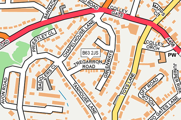 B63 2JS map - OS OpenMap – Local (Ordnance Survey)