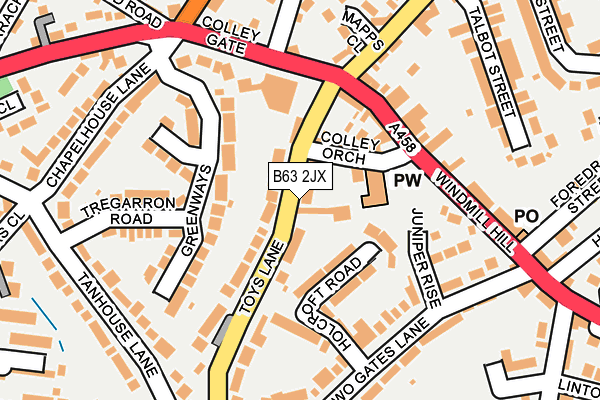 B63 2JX map - OS OpenMap – Local (Ordnance Survey)