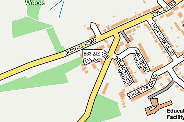 B63 2JZ map - OS OpenMap – Local (Ordnance Survey)