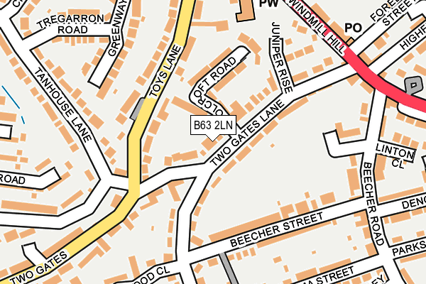 B63 2LN map - OS OpenMap – Local (Ordnance Survey)