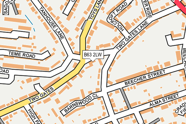 B63 2LW map - OS OpenMap – Local (Ordnance Survey)