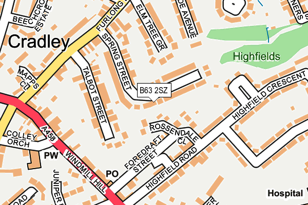 B63 2SZ map - OS OpenMap – Local (Ordnance Survey)