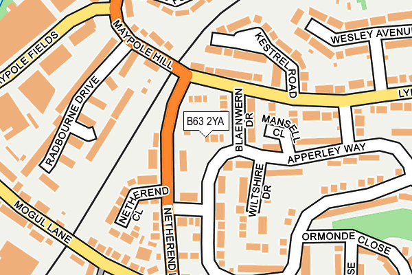 B63 2YA map - OS OpenMap – Local (Ordnance Survey)