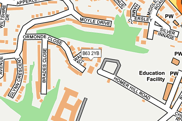 B63 2YB map - OS OpenMap – Local (Ordnance Survey)